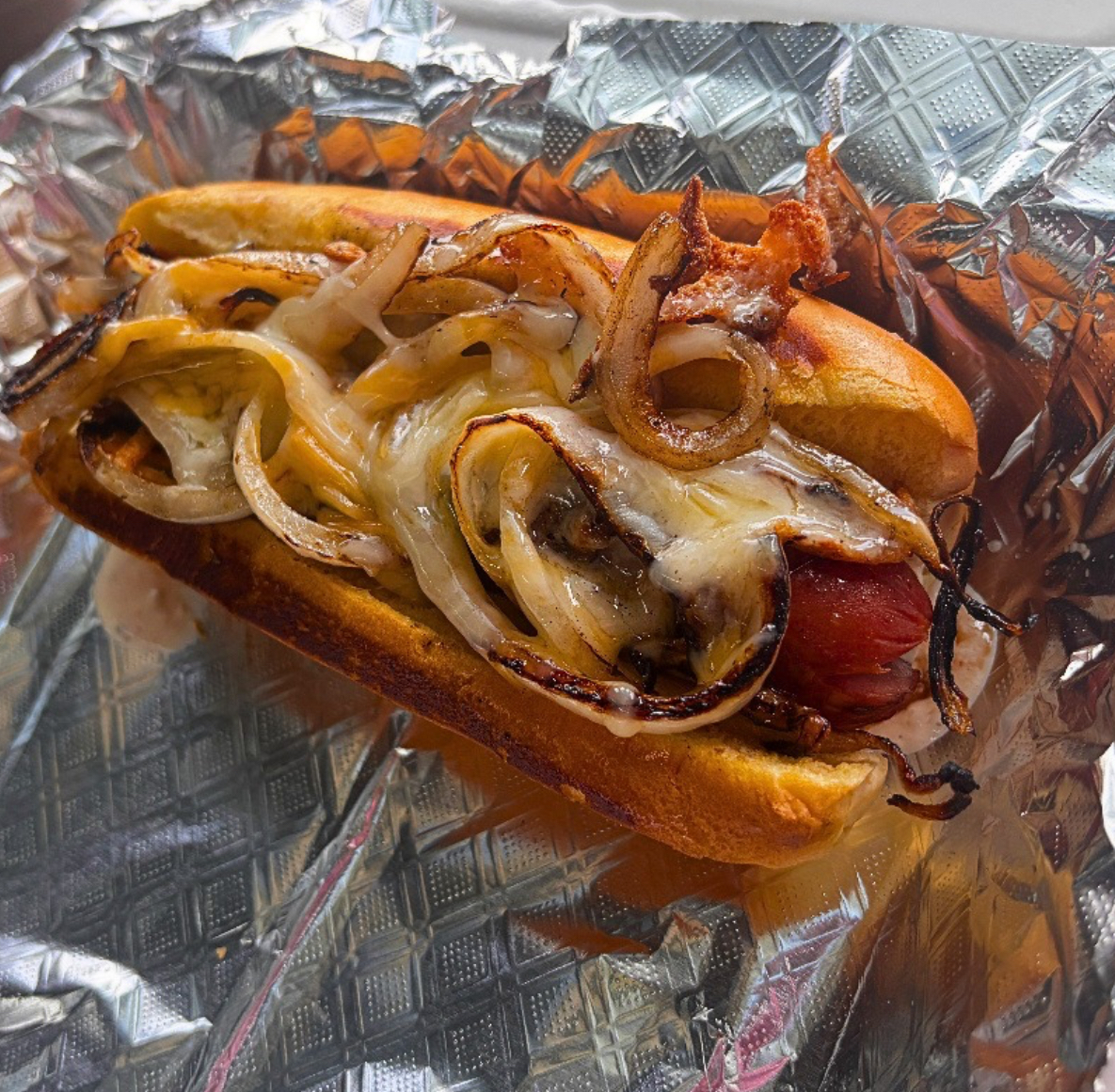 Close-up of Top Bun signature burger